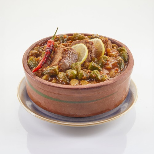 Okra casserole with akkawi and onions